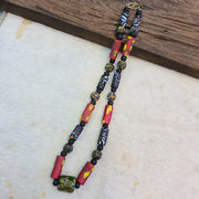 Multicolor antique style glass beads necklace.