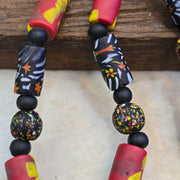 Multicolor antique style glass beads necklace.