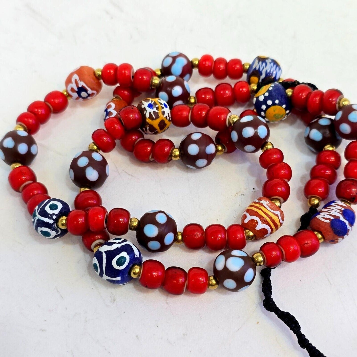 8mm venetian white heart african venetian style dotted beads necklace