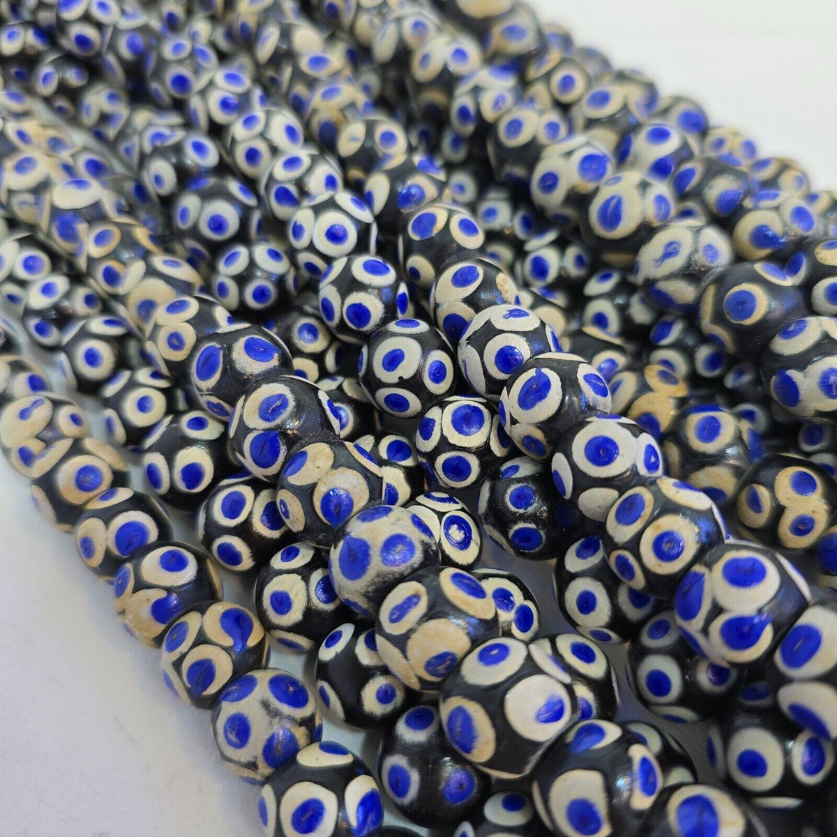 Black skunk venetian style glass beads blue eyes beads east oasis collectionGift