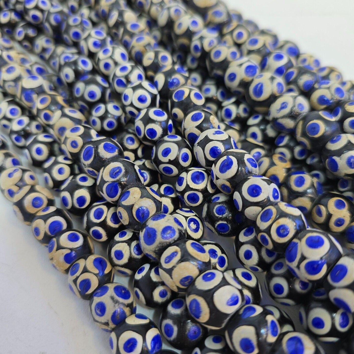 Black skunk venetian style glass beads blue eyes beads east oasis collectionGift