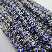 Black Skunk Venetian, Italian-Inspired Millefiori Beads, Thousand-Eye Blue Strand - Handmade Cobalt Glass