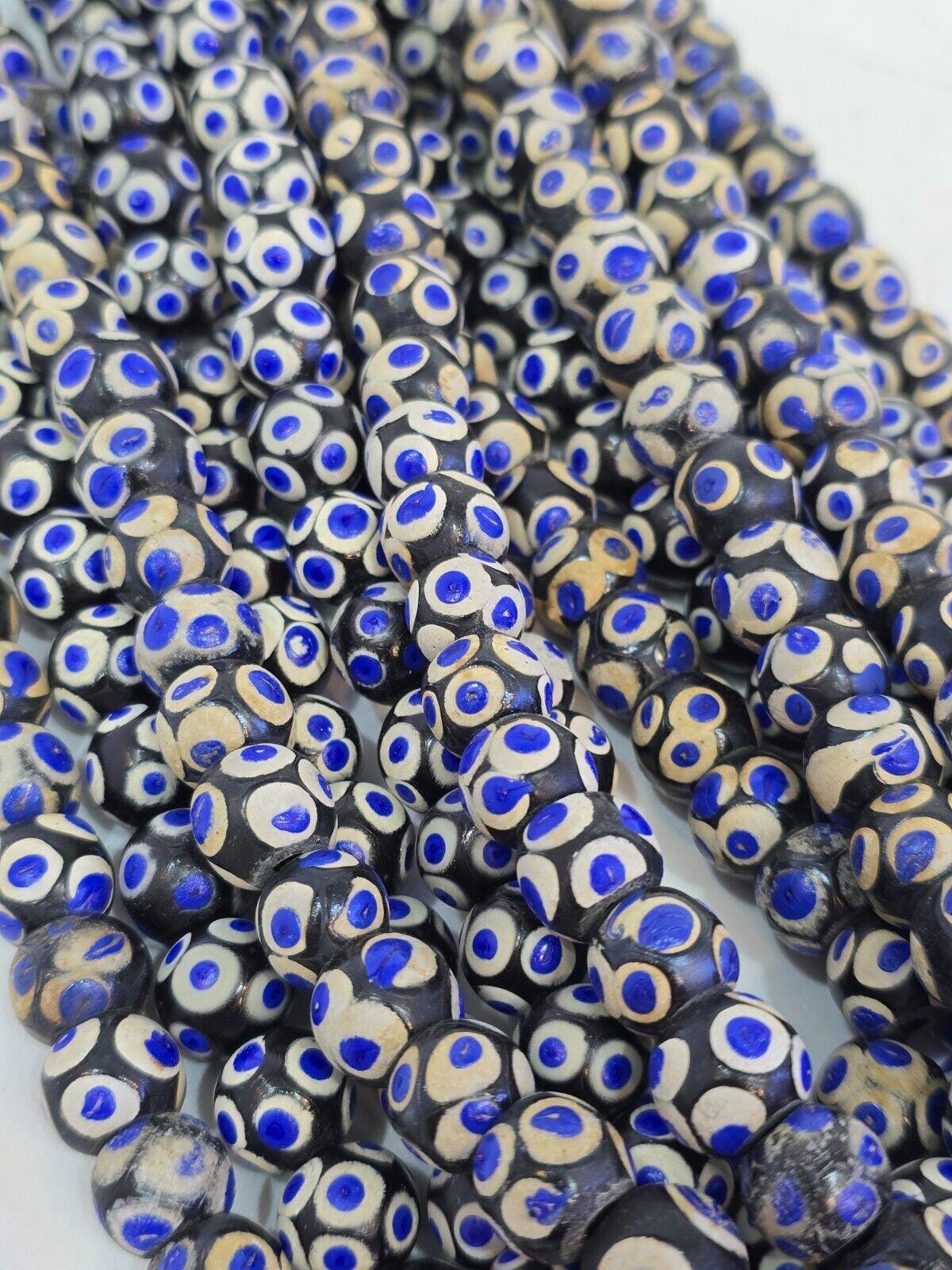 Black skunk venetian style glass beads blue eyes beads east oasis collectionGift