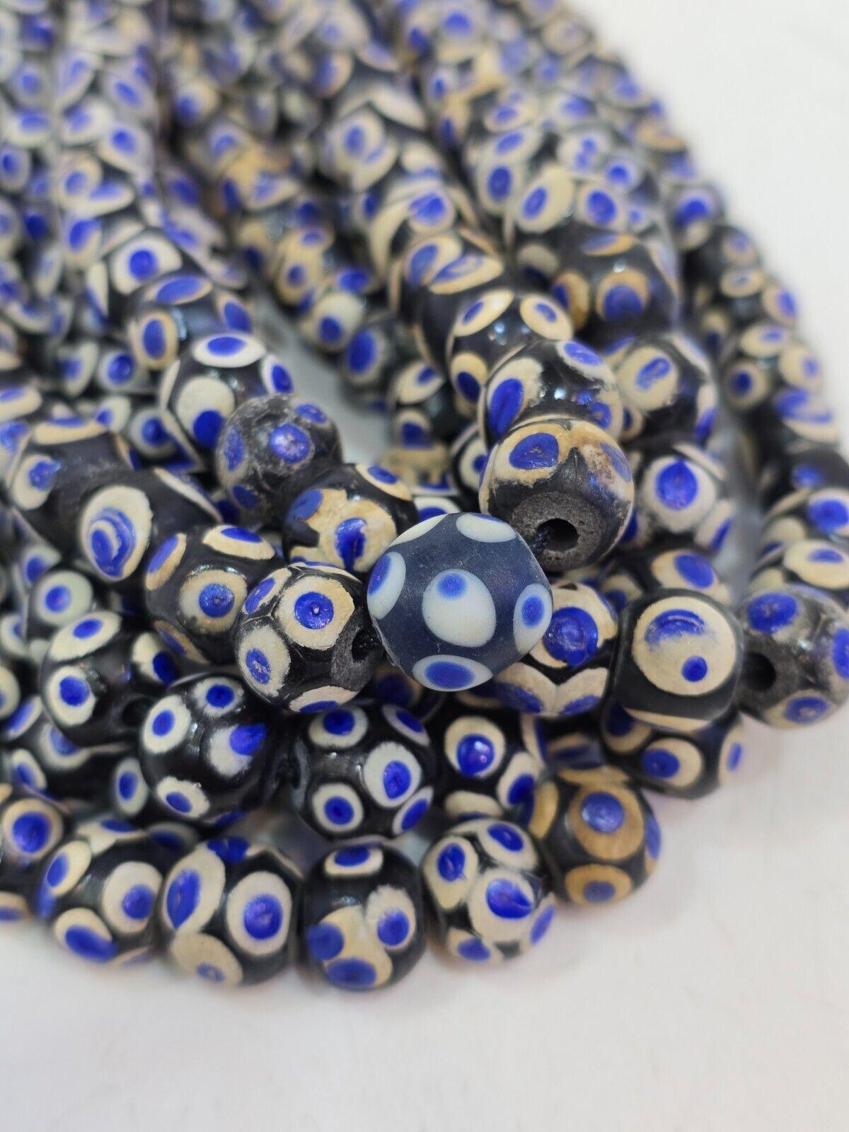 Black skunk venetian style glass beads blue eyes beads east oasis collectionGift