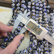 Black Skunk Venetian, Italian-Inspired Millefiori Beads, Thousand-Eye Blue Strand - Handmade Cobalt Glass