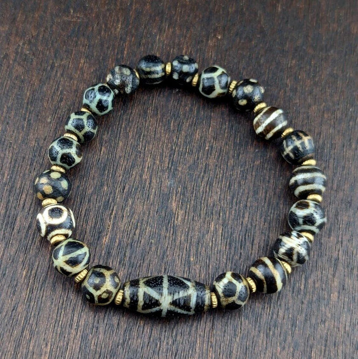 South asian burmese antiques trade pumtek petrified wood beads lot br-19