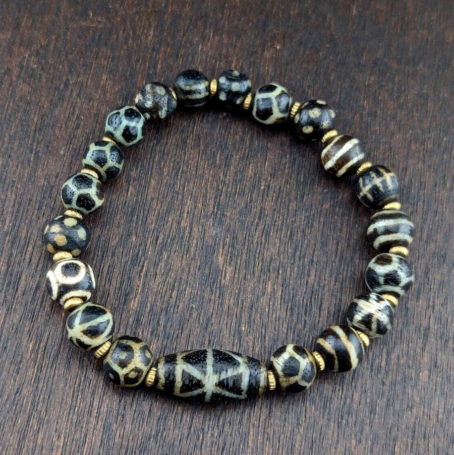 South asian burmese antiques trade pumtek petrified wood beads lot br-19