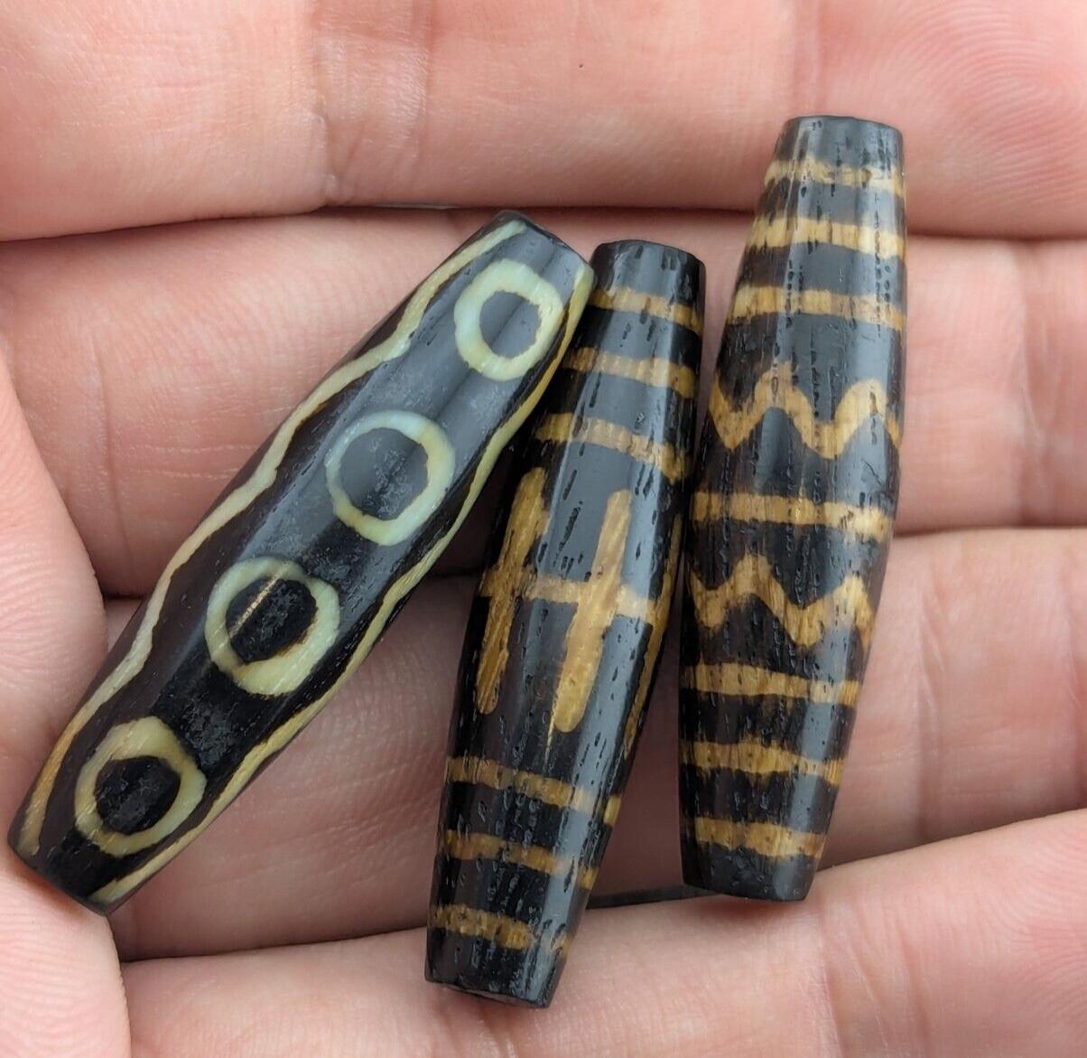 Lot 3 south asian burmese antiques trade pumtek petrified wood beads  l3
