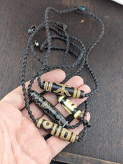 Lot 4 vintage old tibetan very unique eyes patterns agate stone dzi bead amulet