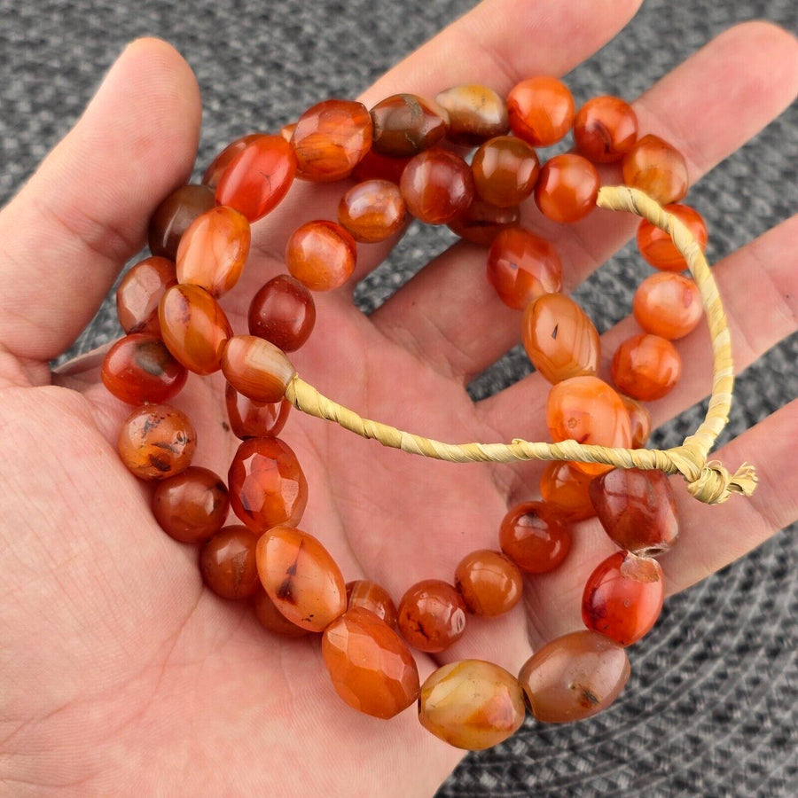 African carnelian mali antique agate beads beaded strand agt-2