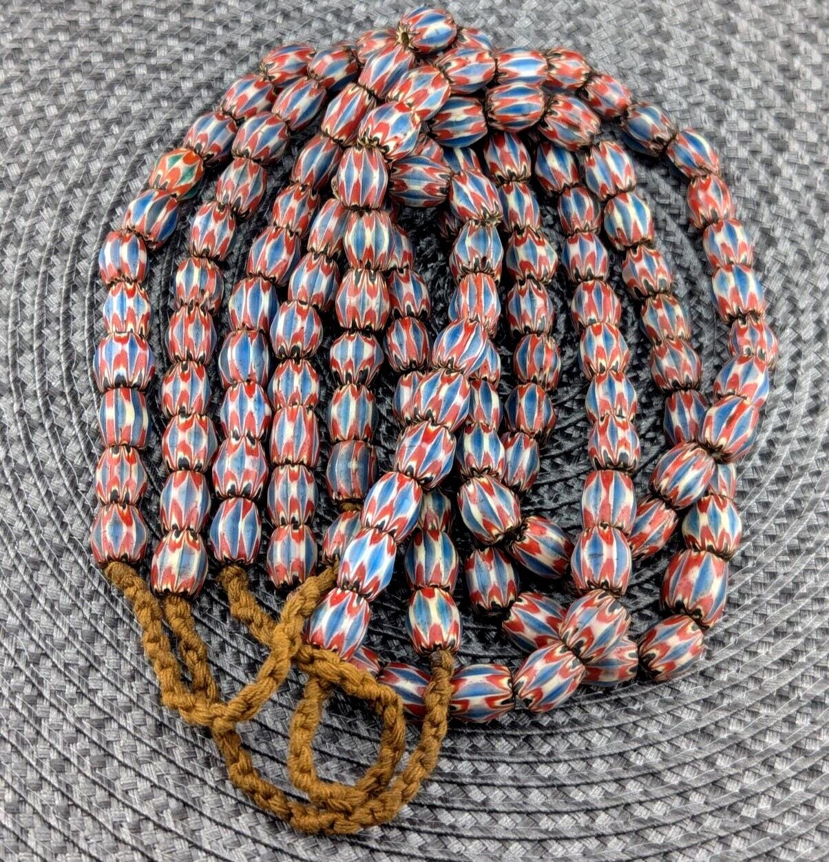 Vintage old chevron venetian inspired multilayers 11mm glass beads necklaceGift