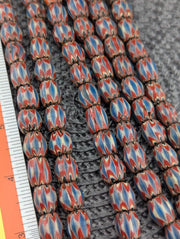 Vintage old chevron venetian inspired multilayers 11mm glass beads necklace.