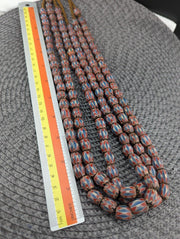 Vintage old chevron venetian inspired multilayers 11mm glass beads necklace.