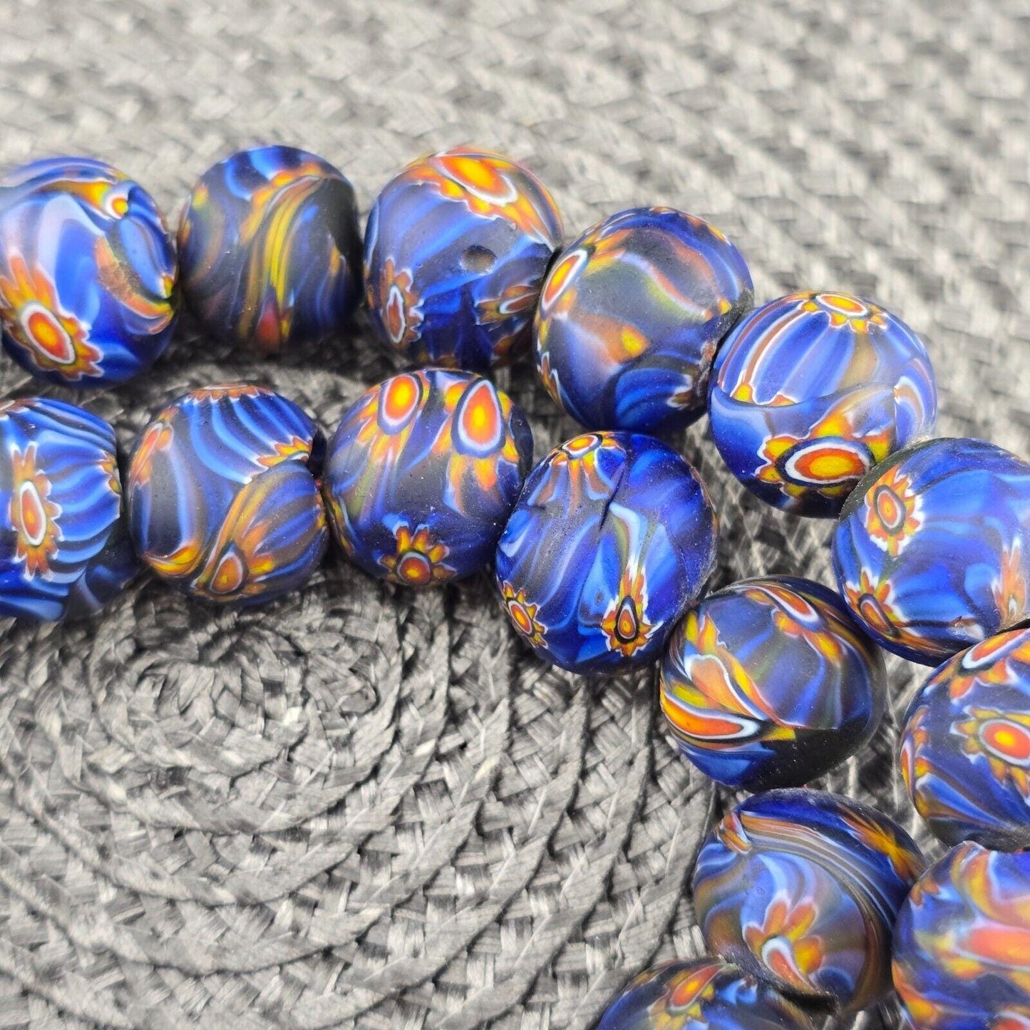 Vintage glass floral glass beads / beaded long necklace 19-18mmGift