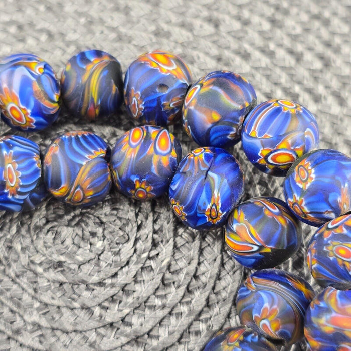 Vintage glass floral glass beads / beaded long necklace 19-18mmGift