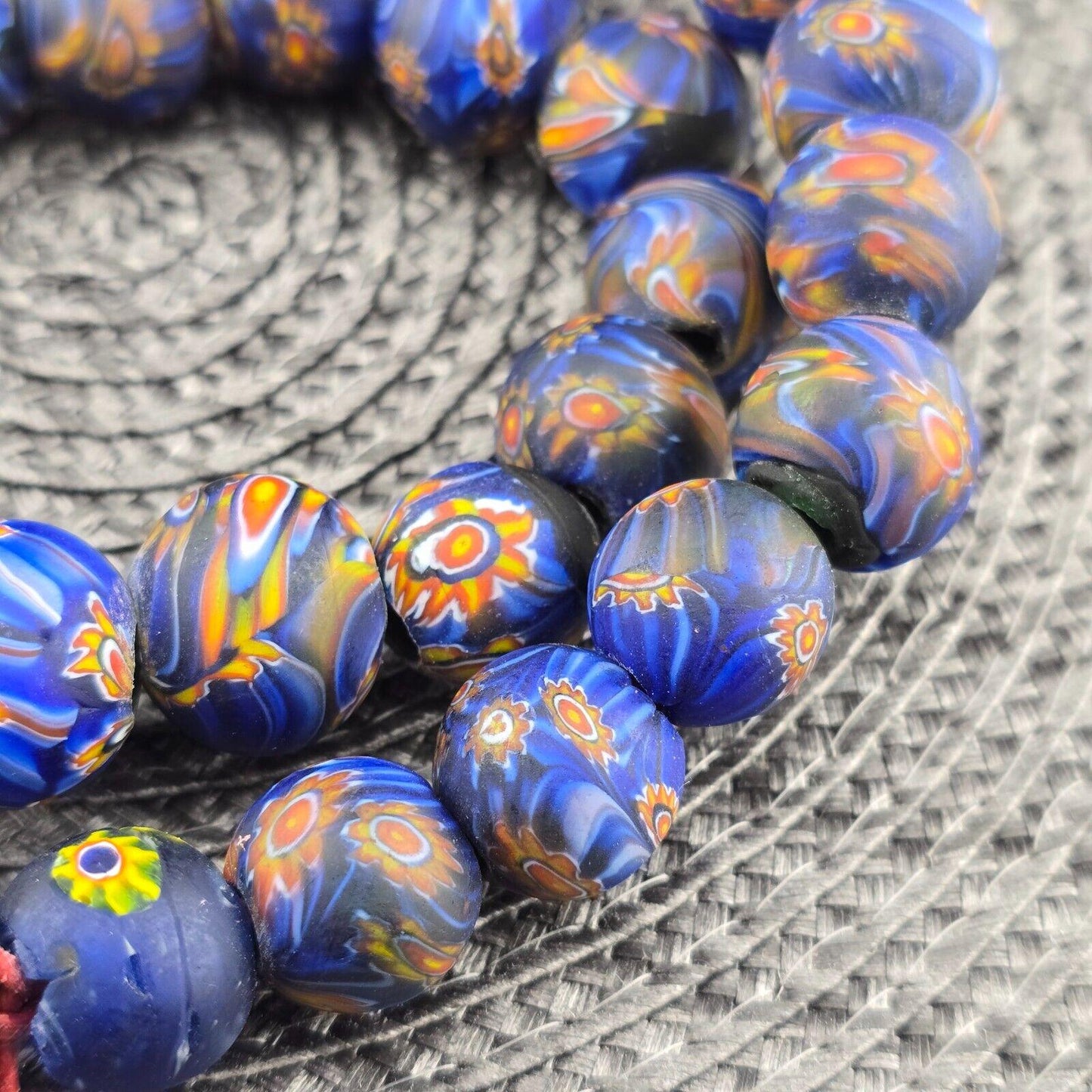 Vintage glass floral glass beads / beaded long necklace 19-18mmGift