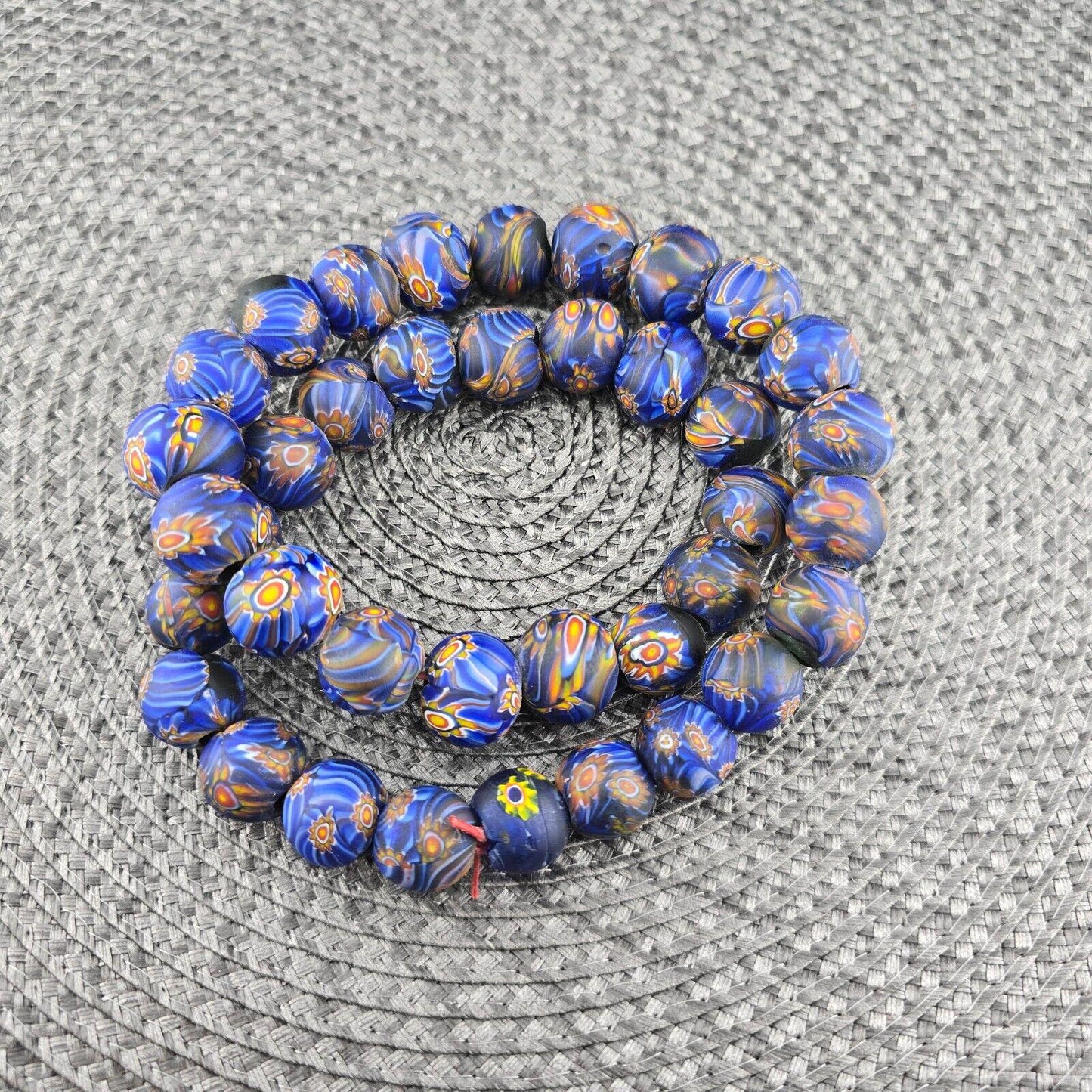 Vintage glass floral glass beads / beaded long necklace 19-18mmGift