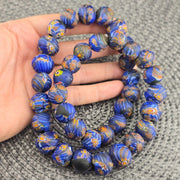 Vintage glass floral glass beads / beaded long necklace 19-18mm.