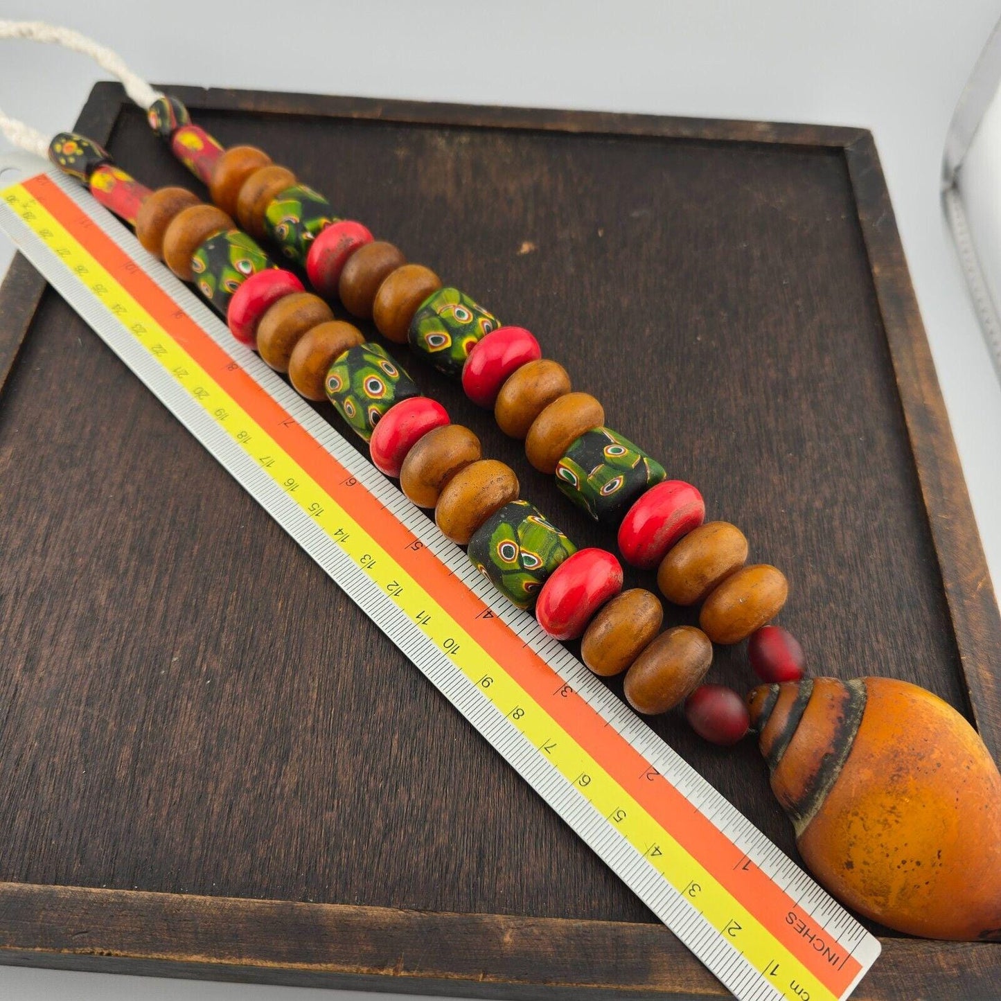 Moroccan handcrafted resin amber and glass vintage jewelry african necklace