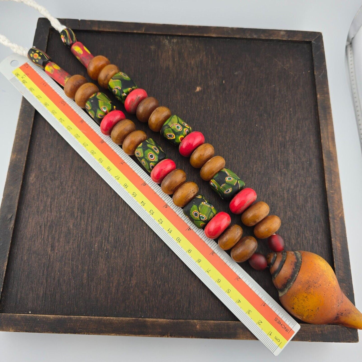 Moroccan handcrafted resin amber and glass vintage jewelry african necklace