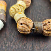 Antique african carving stone jade jasper beads necklace