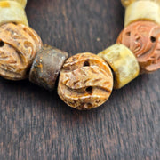 Antique african carving stone jade jasper beads necklace