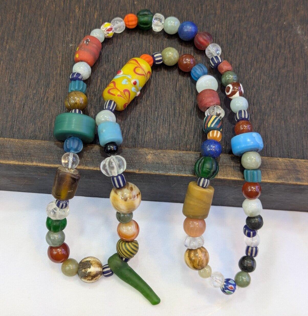 Vintage glass stones crystal mix beads necklace jn-3Gift