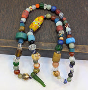 Vintage glass stones crystal mix beads necklace jn-3.