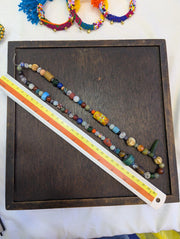 Vintage glass stones crystal mix beads necklace jn-3.