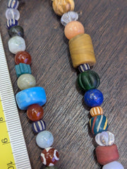 Vintage glass stones crystal mix beads necklace jn-3.