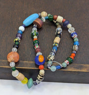 Vintage glass stones crystal mix beads necklace jn-2.