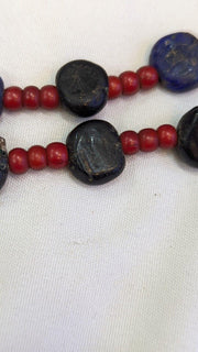 Antiaque vintage venetian whiteheart  face glass beads beaded necklace fw2.