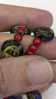 Antiaque vintage venetian whiteheart  face glass beads beaded necklace fw2.