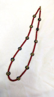 Antiaque vintage venetian whiteheart  face glass beads beaded necklace.