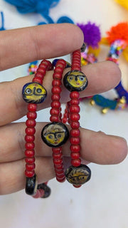 Antiaque vintage venetian whiteheart  face glass beads beaded necklace.