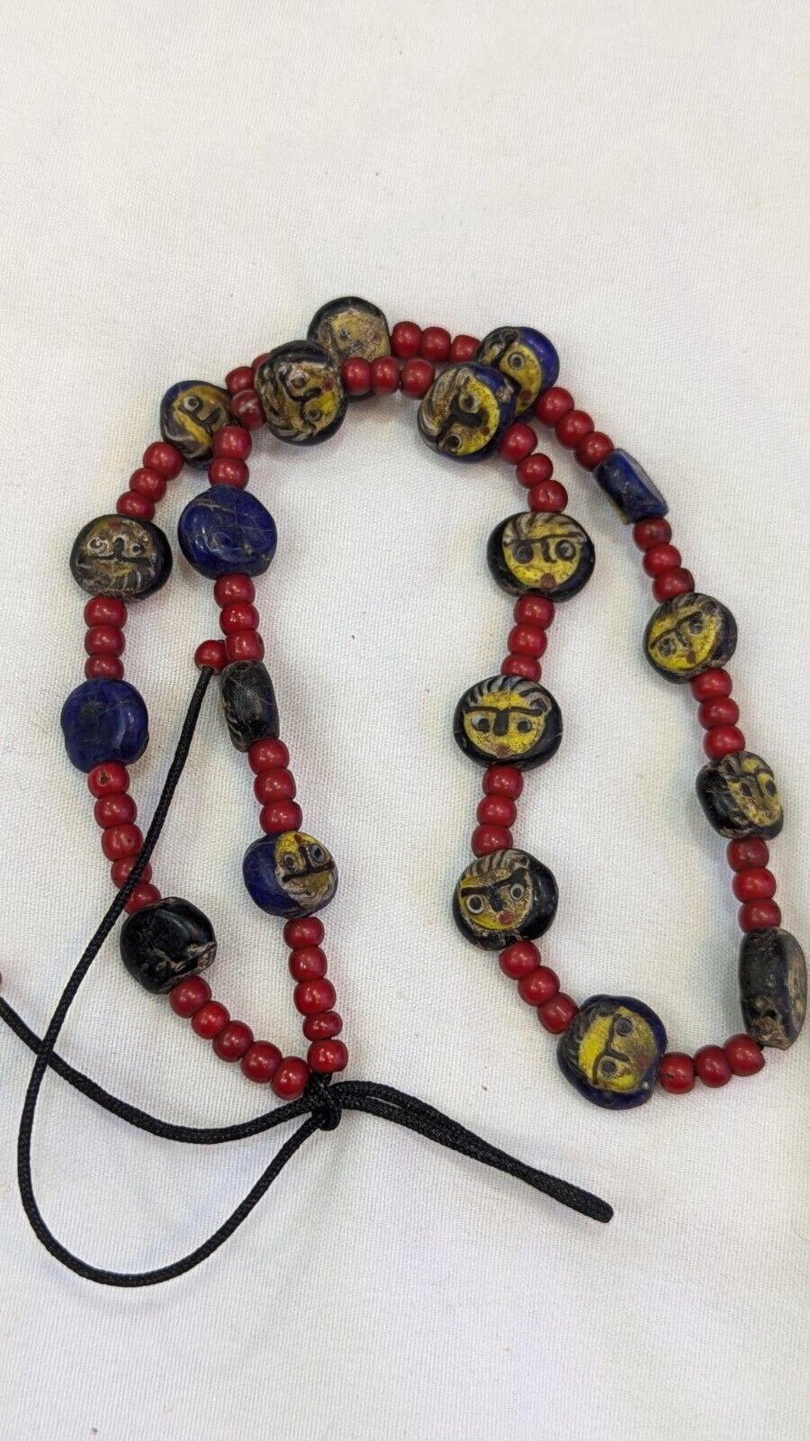 Antiaque vintage venetian whiteheart  face glass beads beaded necklace fw3Gift