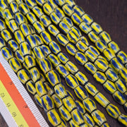 Vintage yellow tube chevron venetian inspired beads strand necklace nc-524