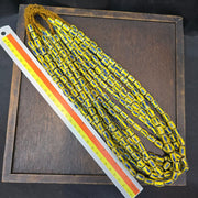 Vintage yellow tube chevron venetian inspired beads strand necklace nc-524