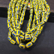 Vintage yellow tube chevron venetian inspired beads strand necklace nc-524