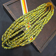 Vintage yellow tube chevron venetian inspired beads strand necklace nc-524