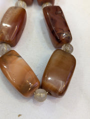 Antique african carnelian agate and himalayan quartz beads necklace agt-2