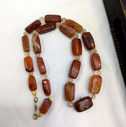 Antique african carnelian agate and himalayan quartz beads necklace