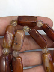 Antique african carnelian agate and himalayan quartz beads necklace