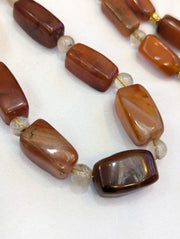 Antique african carnelian agate and himalayan quartz beads necklace