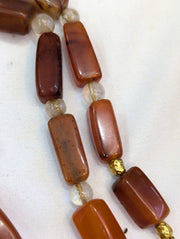 Antique african carnelian agate and himalayan quartz beads necklace