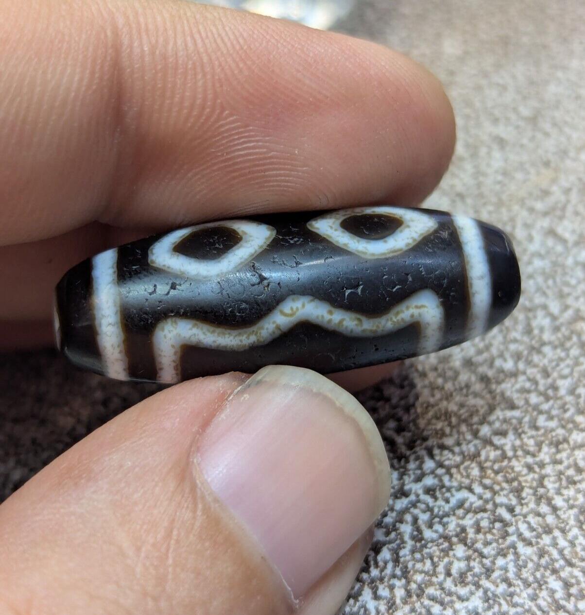Tibetan 3 diamond eyes agate stone dzi bead amulet jn-16