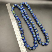 Vintage Glass Traded, Gabri Style Eye Necklace | Multi Color Blue Beads | 16-18mm Full Strand, Long