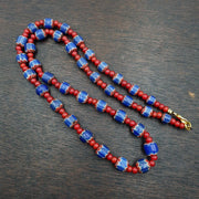Antique vintage venetian white heart and blue chevron trade beads necklace w3