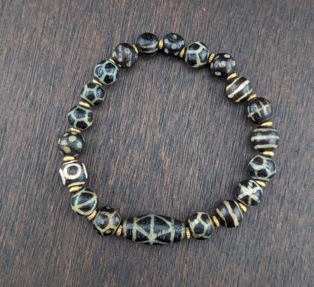South asian burmese antiques trade pumtek petrified wood beads lot br-19