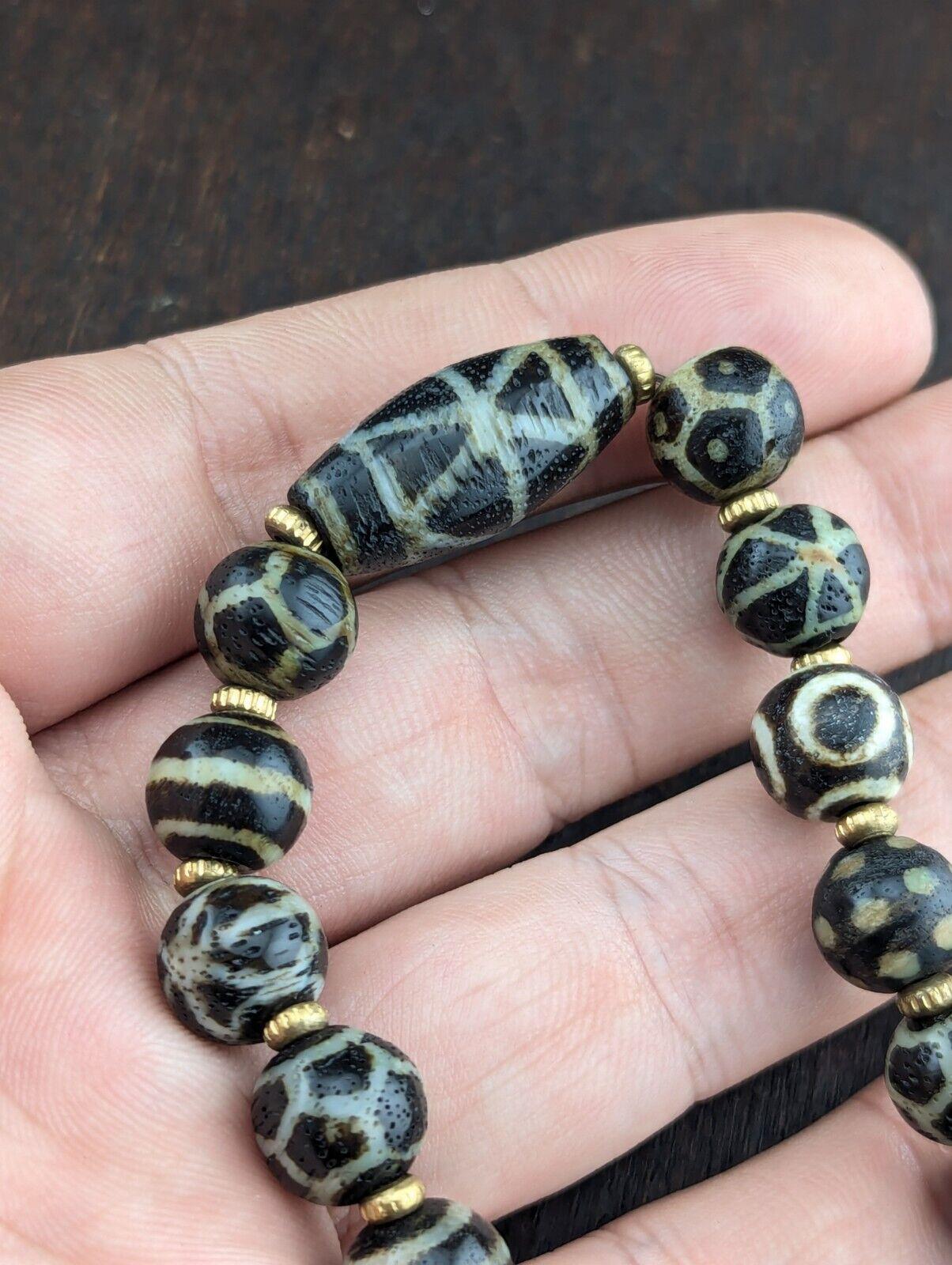 South asian burmese antiques trade pumtek petrified wood beads lot br-19